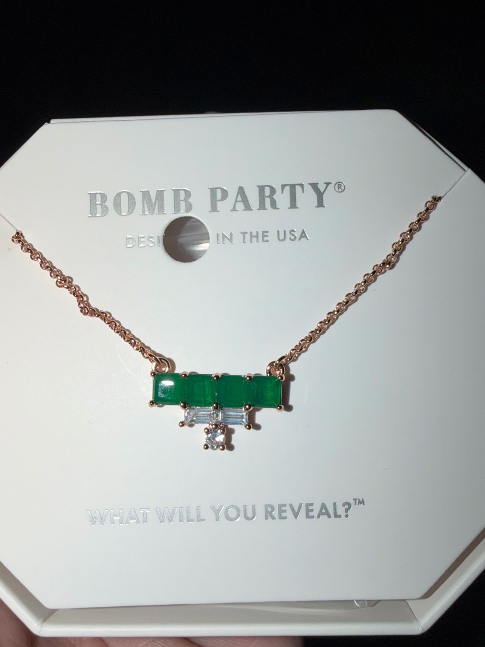 Bomb Party RETRO September Necklace-Captured Elegance Emerald on RG RBP5939